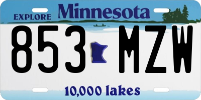 MN license plate 853MZW