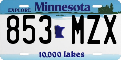MN license plate 853MZX