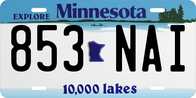 MN license plate 853NAI