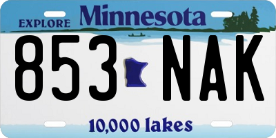 MN license plate 853NAK