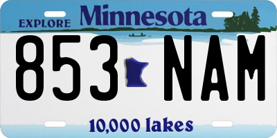 MN license plate 853NAM