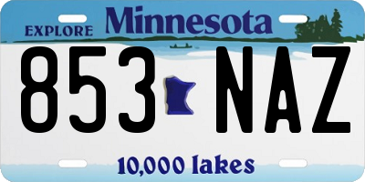 MN license plate 853NAZ