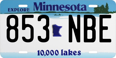 MN license plate 853NBE