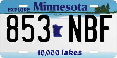 MN license plate 853NBF