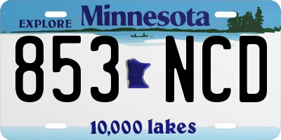 MN license plate 853NCD