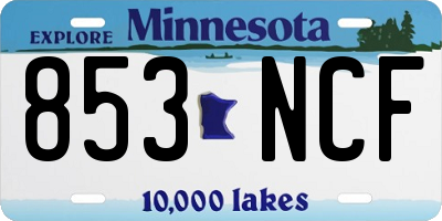 MN license plate 853NCF