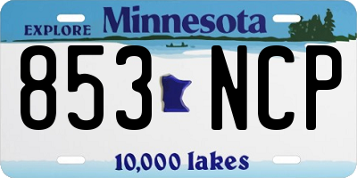 MN license plate 853NCP