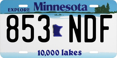 MN license plate 853NDF