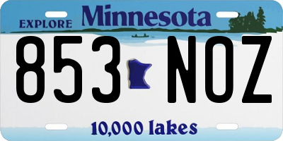 MN license plate 853NOZ