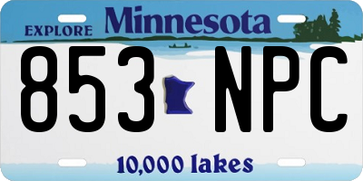 MN license plate 853NPC