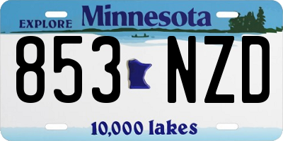 MN license plate 853NZD