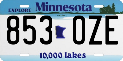 MN license plate 853OZE