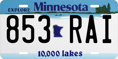 MN license plate 853RAI