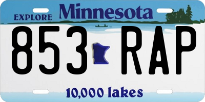 MN license plate 853RAP