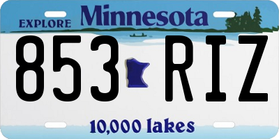 MN license plate 853RIZ