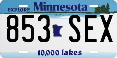 MN license plate 853SEX