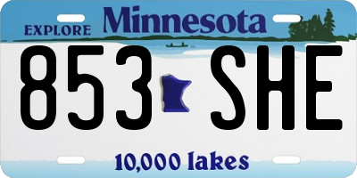 MN license plate 853SHE