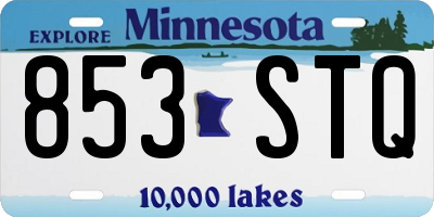 MN license plate 853STQ