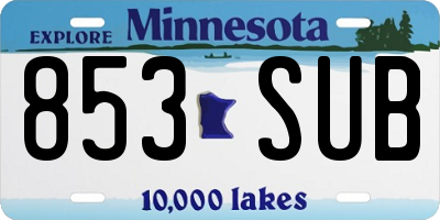 MN license plate 853SUB