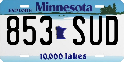 MN license plate 853SUD