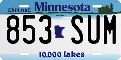 MN license plate 853SUM