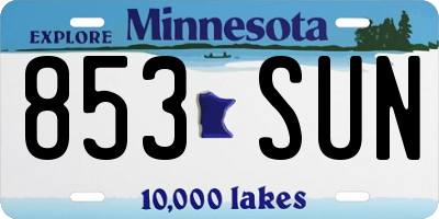 MN license plate 853SUN
