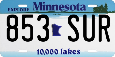 MN license plate 853SUR