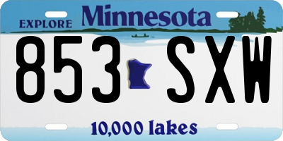 MN license plate 853SXW