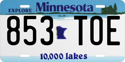 MN license plate 853TOE