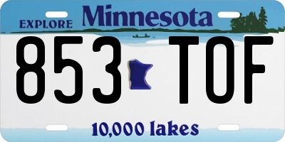 MN license plate 853TOF