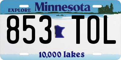 MN license plate 853TOL