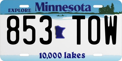 MN license plate 853TOW
