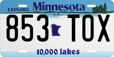 MN license plate 853TOX