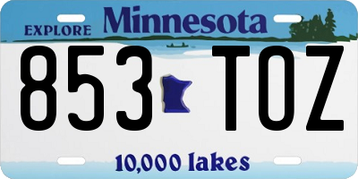 MN license plate 853TOZ