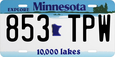 MN license plate 853TPW