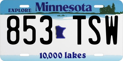 MN license plate 853TSW