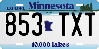MN license plate 853TXT