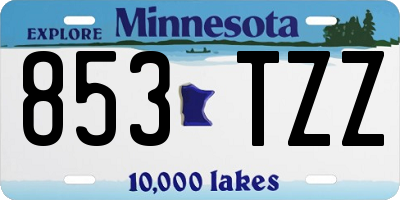 MN license plate 853TZZ
