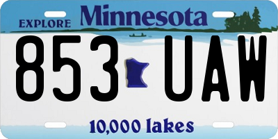 MN license plate 853UAW