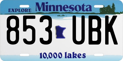 MN license plate 853UBK