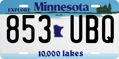 MN license plate 853UBQ