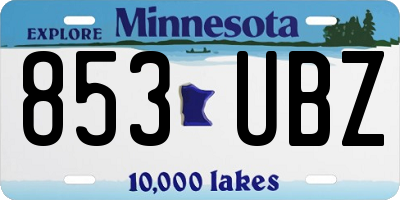 MN license plate 853UBZ