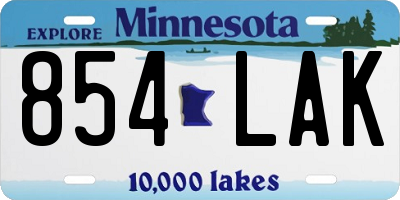 MN license plate 854LAK