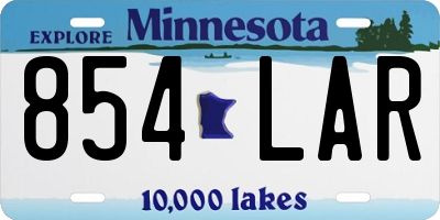 MN license plate 854LAR