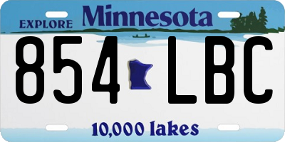 MN license plate 854LBC