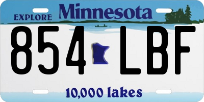 MN license plate 854LBF