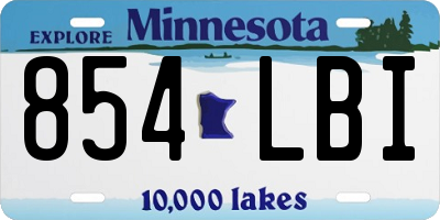 MN license plate 854LBI