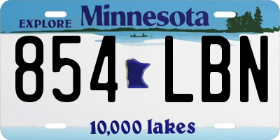 MN license plate 854LBN