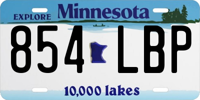 MN license plate 854LBP