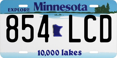 MN license plate 854LCD